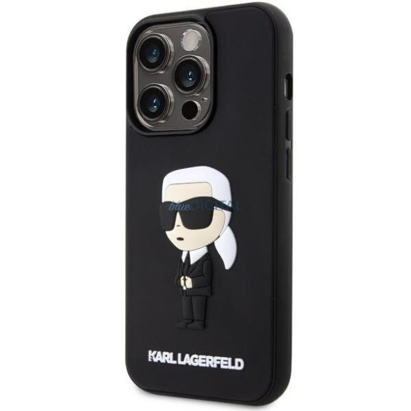 Karl Lagerfeld KLHCP14L3DRKINK iPhone 14 Pro 6.1" fekete keménytok Gumi Ikonik 3D logóval