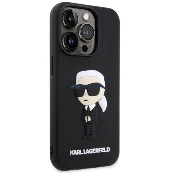 Karl Lagerfeld KLHCP14X3DRKINK iPhone 14 Pro Max 6.7" fekete keménytok Gumiból készült Ikonik 3D logóval
