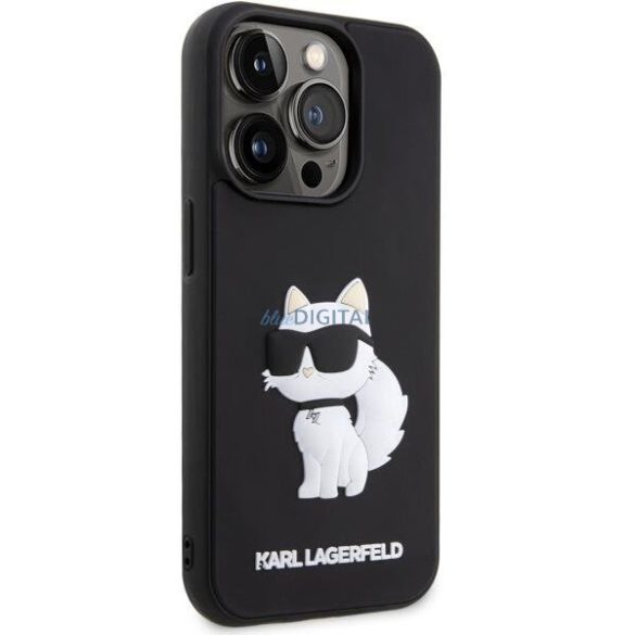 Karl Lagerfeld KLHCP14L3DRKHNK iPhone 14 Pro 6.1" fekete keménytok gumi Choupette 3D logóval