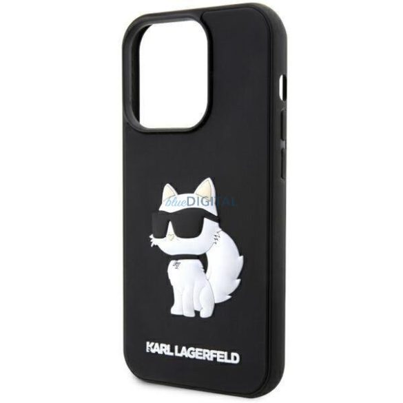 Karl Lagerfeld KLHCP14L3DRKHNK iPhone 14 Pro 6.1" fekete keménytok gumi Choupette 3D logóval