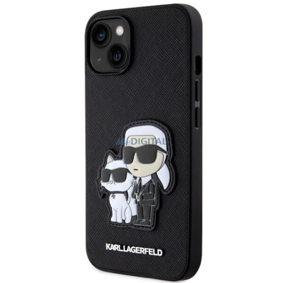 Karl Lagerfeld KLHCP14SSANKCPK iPhone 14 6.1" keménytok fekete Saffiano Karl & Choupette
