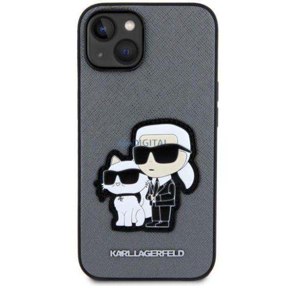 Karl Lagerfeld KLHCP14SSANKCPG iPhone 14 6.1" keménytok ezüst Saffiano Karl & Choupette