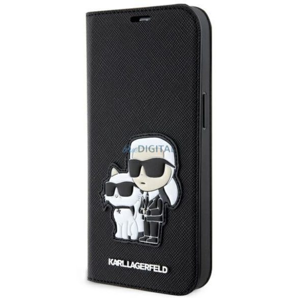 Karl Lagerfeld KLBKP14SSANKCPK iPhone 14 6.1" könyvtok fekete Saffiano Karl & Choupette