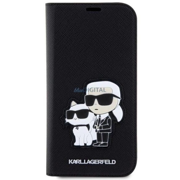 Karl Lagerfeld KLBKP14LSANKCPK iPhone 14 Pro 6.1" könyvtok fekete Saffiano Karl & Choupette