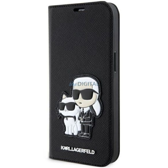 Karl Lagerfeld KLBKP14XSANKCPK iPhone 14 Pro Max 6.7" könyvtok fekete Saffiano Karl & Choupette