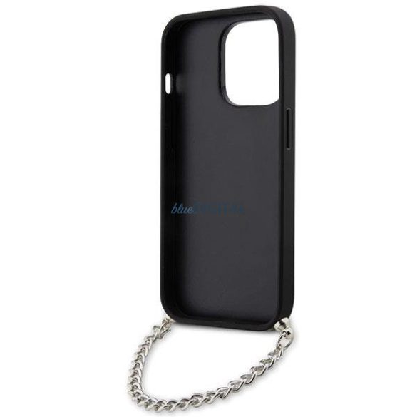 Karl Lagerfeld KLHCP14LSACKLHPK iPhone 14 Pro 6.1" fekete keménytok Saffiano monogramos lánccal fekete
