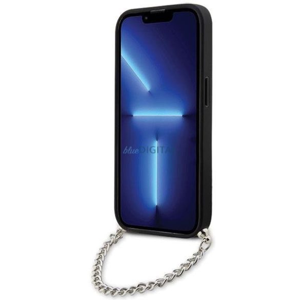 Karl Lagerfeld KLHCP14LSACKLHPG iPhone 14 Pro 6.1" ezüst keménytok Saffiano monogramos lánccal