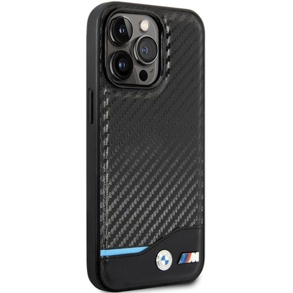 Tok BMW BMHCP13X22NBCK iPhone 13 Pro Max 6.7" fekete keménytok bőr Carbon