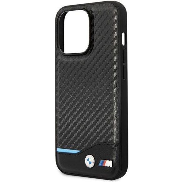 Tok BMW BMHCP13X22NBCK iPhone 13 Pro Max 6.7" fekete keménytok bőr Carbon