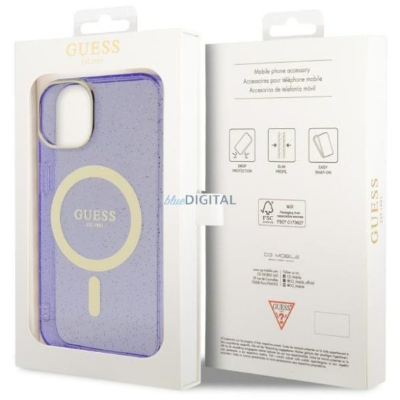 Guess GUHMP14MHCMCGU iPhone 14 Plus 6.7" lila/lila keménytok Glitter Gold MagSafe lila/lila keménytok