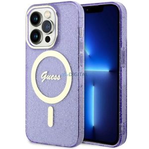 Guess GUHMP14XHCMCGU iPhone 14 Pro Max 6.7" lila/lila kemény tok Glitter Gold MagSafe