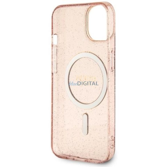 Guess GUHMP14SHCMCGP iPhone 14 6,1" rózsaszín keménytok csillogó arany MagSafe
