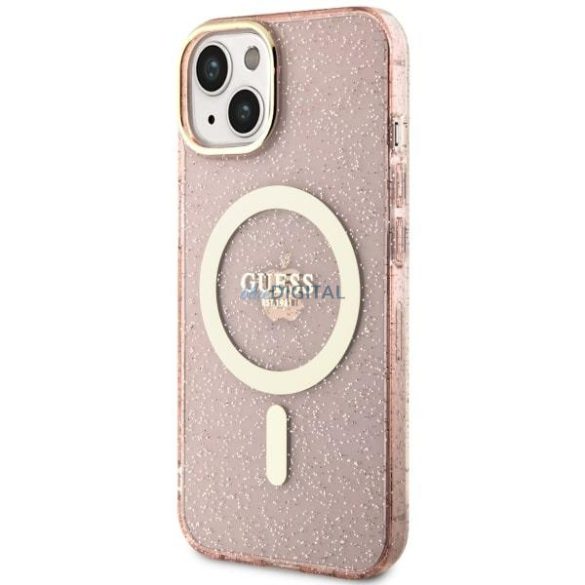 Guess GUHMP14MHCMCGP iPhone 14 Plus 6.7" rózsaszín/rózsaszín keménytok Glitter Gold MagSafe