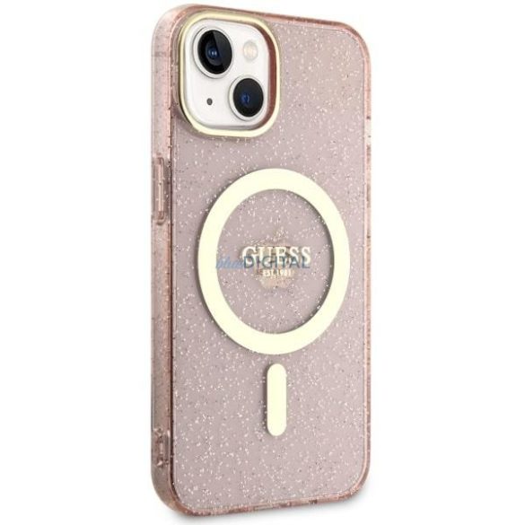 Guess GUHMP14MHCMCGP iPhone 14 Plus 6.7" rózsaszín/rózsaszín keménytok Glitter Gold MagSafe