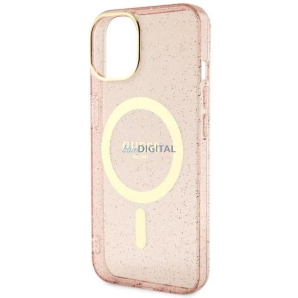 Guess GUHMP14MHCMCGP iPhone 14 Plus 6.7" rózsaszín/rózsaszín keménytok Glitter Gold MagSafe