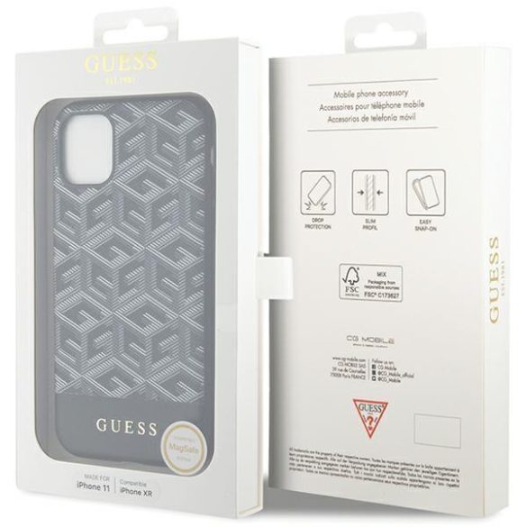 Guess GUHMN61HGCFSEK iPhone 11 / Xr 6.1" fekete keménytok GCube csíkos