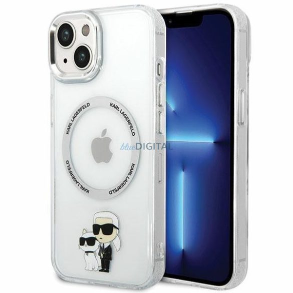 Karl Lagerfeld KLHMP13MHNKCIT iPhone 13 6.1" keménytok átlátszó Iconic Karl&Choupette Magsafe