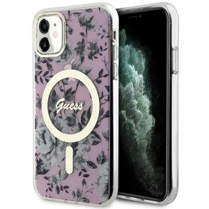 Guess GUHMN61HCFWWSP iPhone 11 / Xr 6.1" rózsaszín keménytok Flower MagSafe