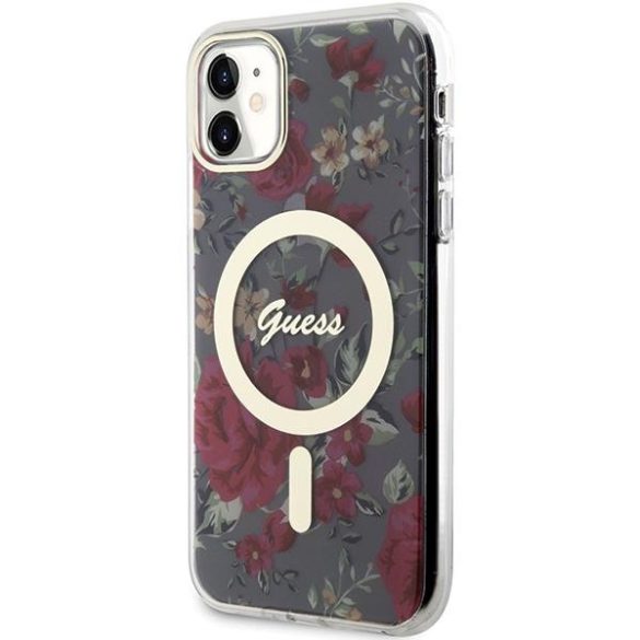 Guess GUHMN61HCFWWSA iPhone 11 / Xr 6.1" zöld / khaki keménytok Flower MagSafe