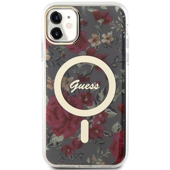 Guess GUHMN61HCFWWSA iPhone 11 / Xr 6.1" zöld / khaki keménytok Flower MagSafe