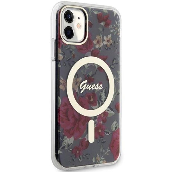 Guess GUHMN61HCFWWSA iPhone 11 / Xr 6.1" zöld / khaki keménytok Flower MagSafe