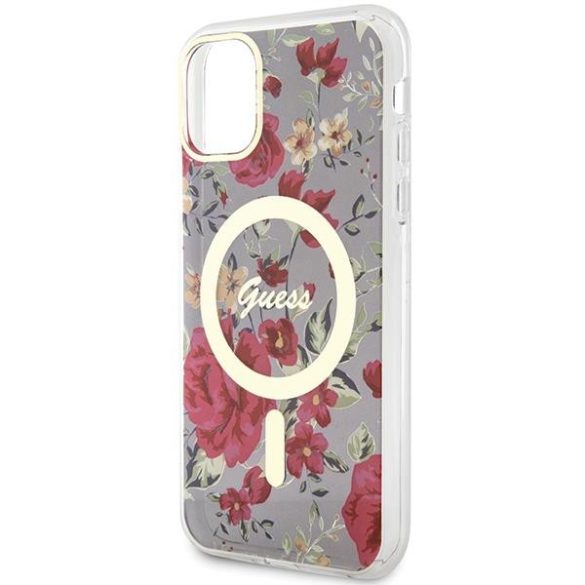 Guess GUHMN61HCFWWSA iPhone 11 / Xr 6.1" zöld / khaki keménytok Flower MagSafe