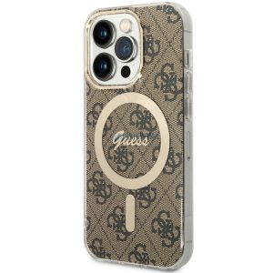 Guess GUHMP14LH4STW iPhone 14 Pro 6.1" barna keménytok 4G MagSafe