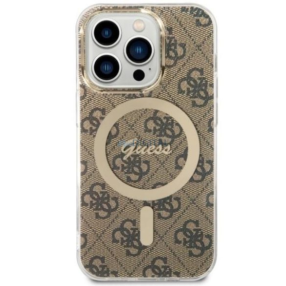 Guess GUHMP14LH4STW iPhone 14 Pro 6.1" barna keménytok 4G MagSafe