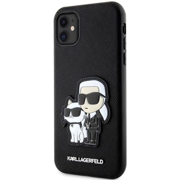 Karl Lagerfeld KLHCN61SANKCPK iPhone 11 / Xr 6.1" keménytok fekete Saffiano Karl & Choupette