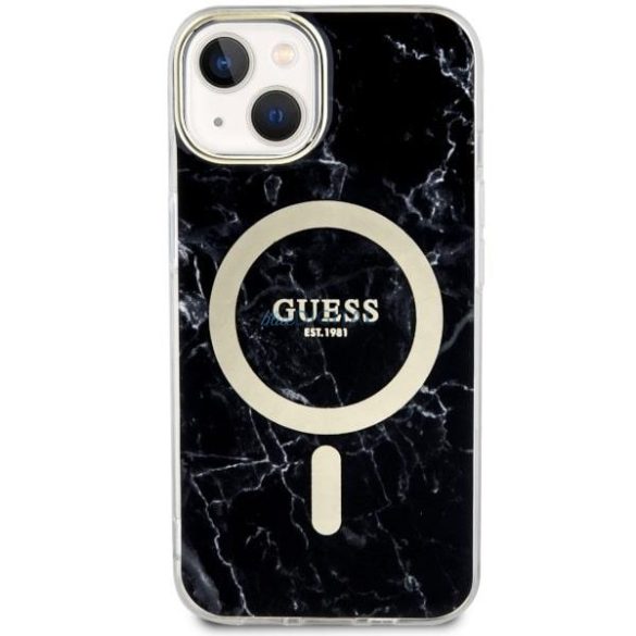 Guess GUHMP14MPCUMAK iPhone 14 Plus 6.7" fekete/fekete keménytok Marble MagSafe