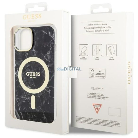 Guess GUHMP14MPCUMAK iPhone 14 Plus 6.7" fekete/fekete keménytok Marble MagSafe