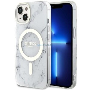 Guess GUHMP14MPCUMAH iPhone 14 Plus 6.7" fehér/fehér keménytok Marble MagSafe