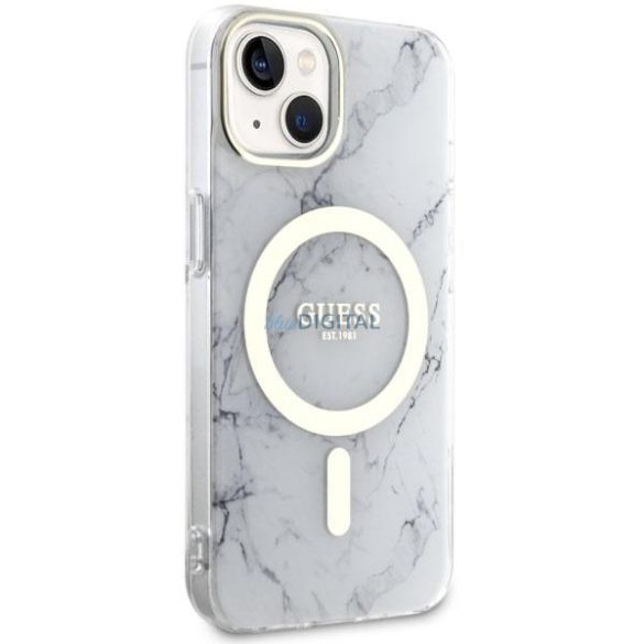 Guess GUHMP14MPCUMAH iPhone 14 Plus 6.7" fehér/fehér keménytok Marble MagSafe