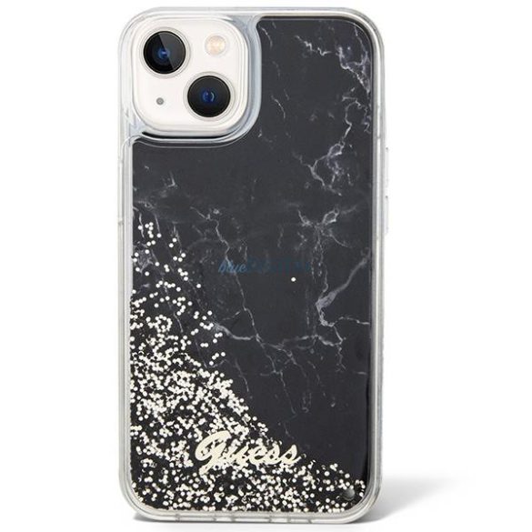 Guess GUHCP14SLCSGSGSGK iPhone 14 6.1" fekete keménytok folyékony csillogó kristályos márvány