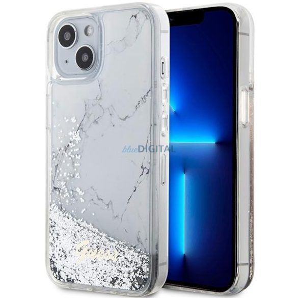 Guess GUHCP14SLCSGSGSGH iPhone 14 6.1" fehér keménytok folyékony csillámos márvány