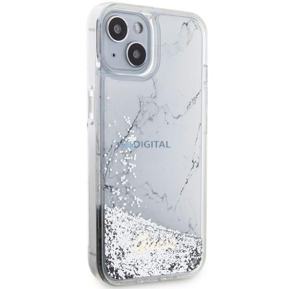 Guess GUHCP14SLCSGSGSGH iPhone 14 6.1" fehér keménytok folyékony csillámos márvány