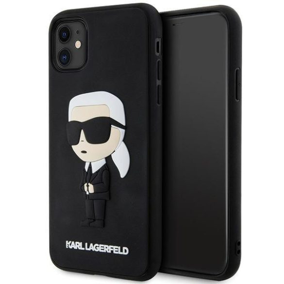 Karl Lagerfeld KLHCN613DRKINK iPhone 11 / Xr 6.1" fekete keménytok gumi ikonikus 3D