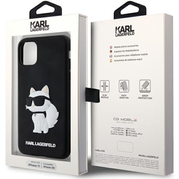 Karl Lagerfeld KLHCN613DRKHNK iPhone 11 / Xr 6.1" fekete keménytok gumi Choupette 3D