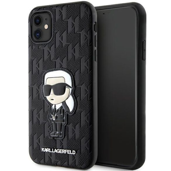 Karl Lagerfeld KLHCN61SAKHPKK iPhone 11 / Xr 6.1" fekete Saffiano monogram ikonikus tok