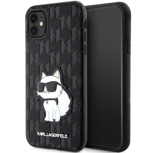 Karl Lagerfeld KLHCN61SAKHPCK iPhone 11 / Xr 6.1" fekete Saffiano monogramos Choupette fekete tok