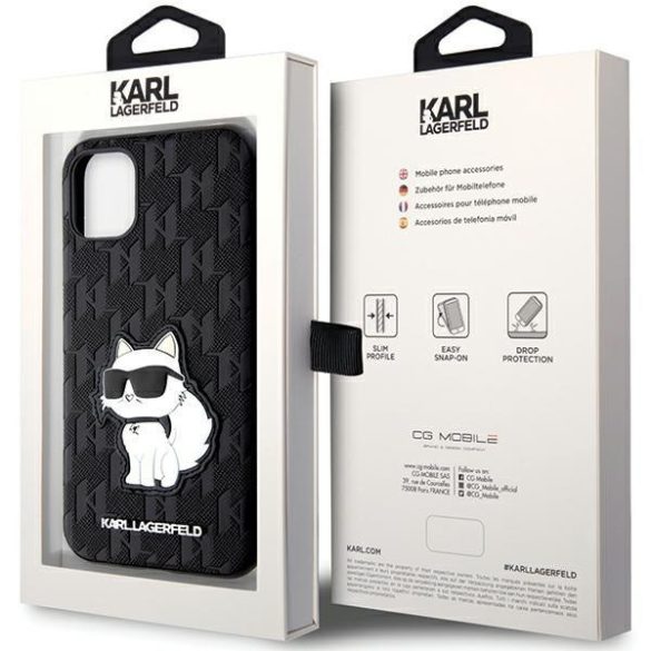 Karl Lagerfeld KLHCN61SAKHPCK iPhone 11 / Xr 6.1" fekete Saffiano monogramos Choupette fekete tok