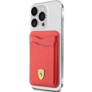 Ferrari telefontok pénztárcával kártyatartóval FEWCMRSIR tok - piros MagSafe Leather 2023 kollekció