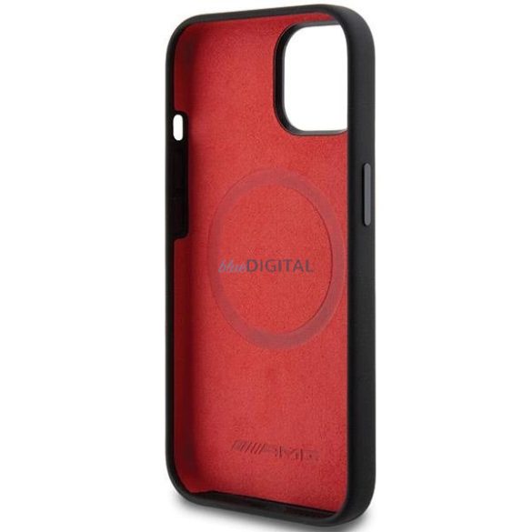 AMG szilikon MagSafe tok nagyméretű rombuszmintával iPhone 15 Plus / 14 Plus - fekete