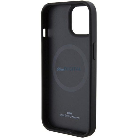 BWM MagSafe bőr Hot Stamp tok iPhone 15 Plus készülékhez - fekete