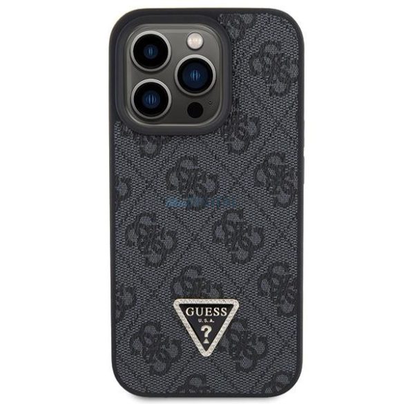 Guess bőr 4G gyémánt háromszög tok iPhone 15 Pro készülékhez - fekete