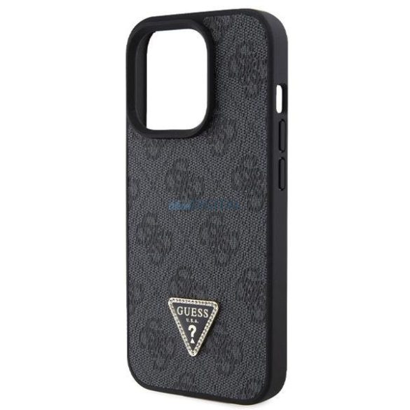 Guess bőr 4G gyémánt háromszög tok iPhone 15 Pro Max készülékhez - fekete