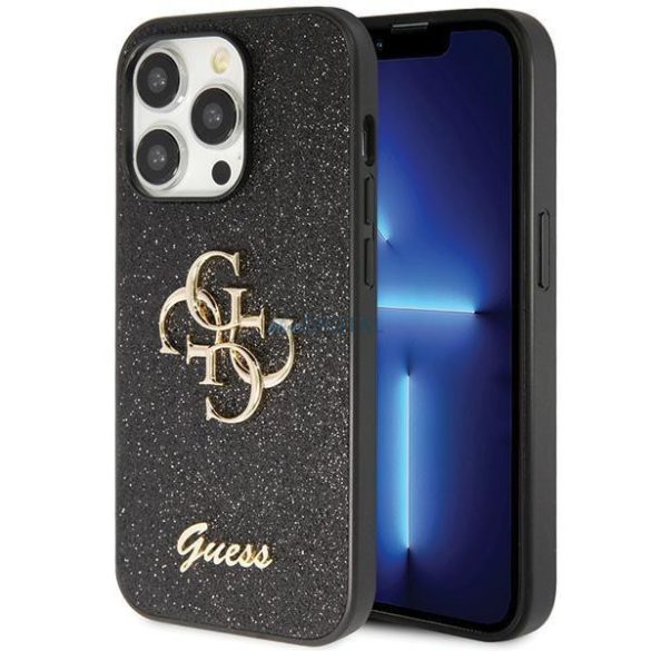 Guess GUHCP14LHG4SGK tok iPhone 14 Pro - fekete csillogó írás Big 4G