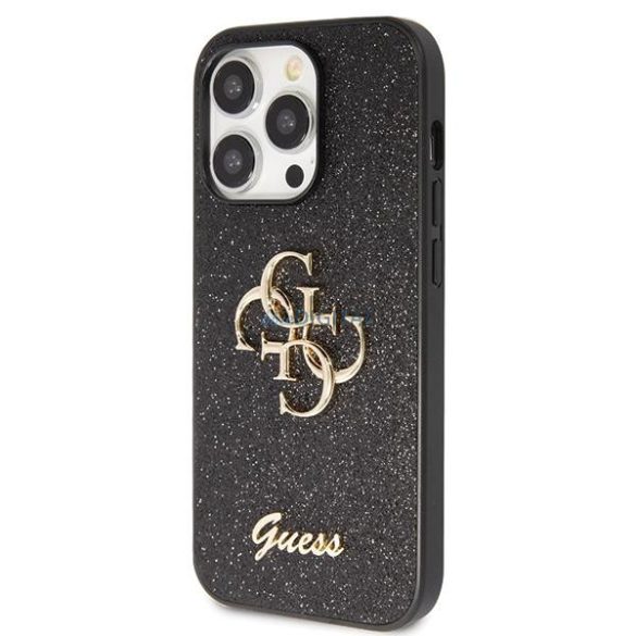 Guess GUHCP14LHG4SGK tok iPhone 14 Pro - fekete csillogó írás Big 4G