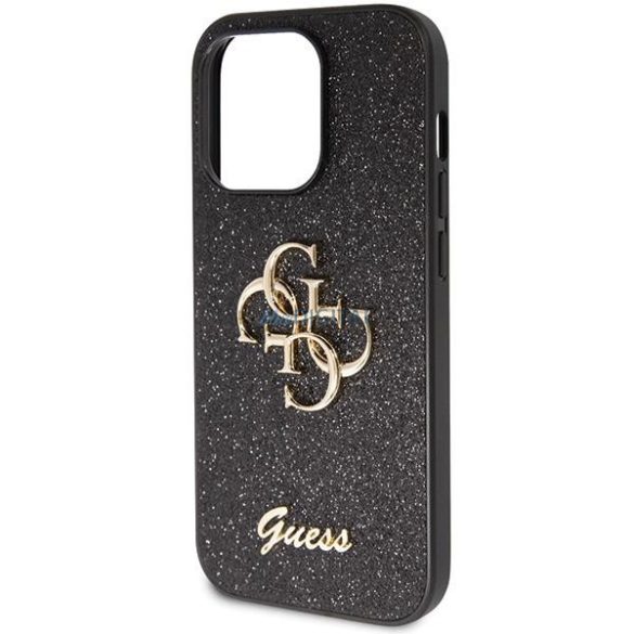 Guess GUHCP14LHG4SGK tok iPhone 14 Pro - fekete csillogó írás Big 4G