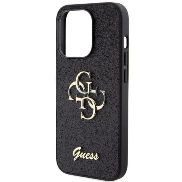 Guess Glitter Script Big 4G tok iPhone 15 Pro készülékhez - fekete